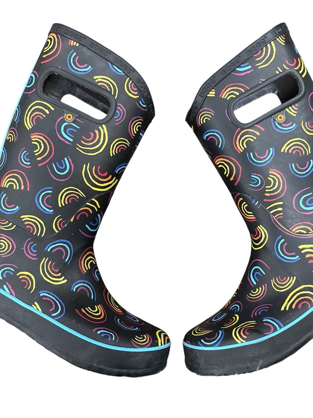 Bogs Bloom Kids Rainbow Print Rain Boots Size 3 - Picture 4 of 5